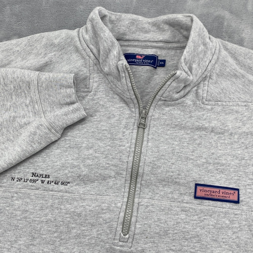 Vineyard Vines Mens XXL Naples Florida Coordinates Quarter Zip Pullover Gray